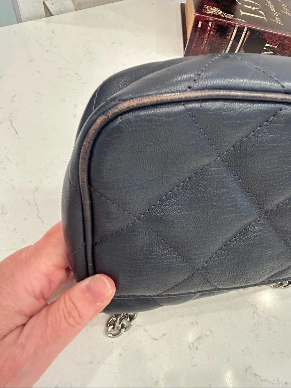 Michael Kors Black Quilted Shoulder Bag with Silver Chain